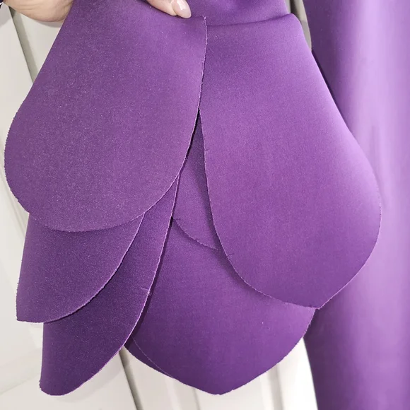 Elegant Purple Dress with Unique Sleeves - Picture 2 of 6